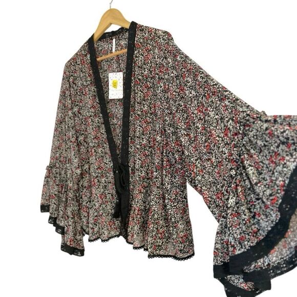 Free People Lola Ditsy Floral Print Kimono Flowy Top, Size Medium NWT - Picture 5 of 14